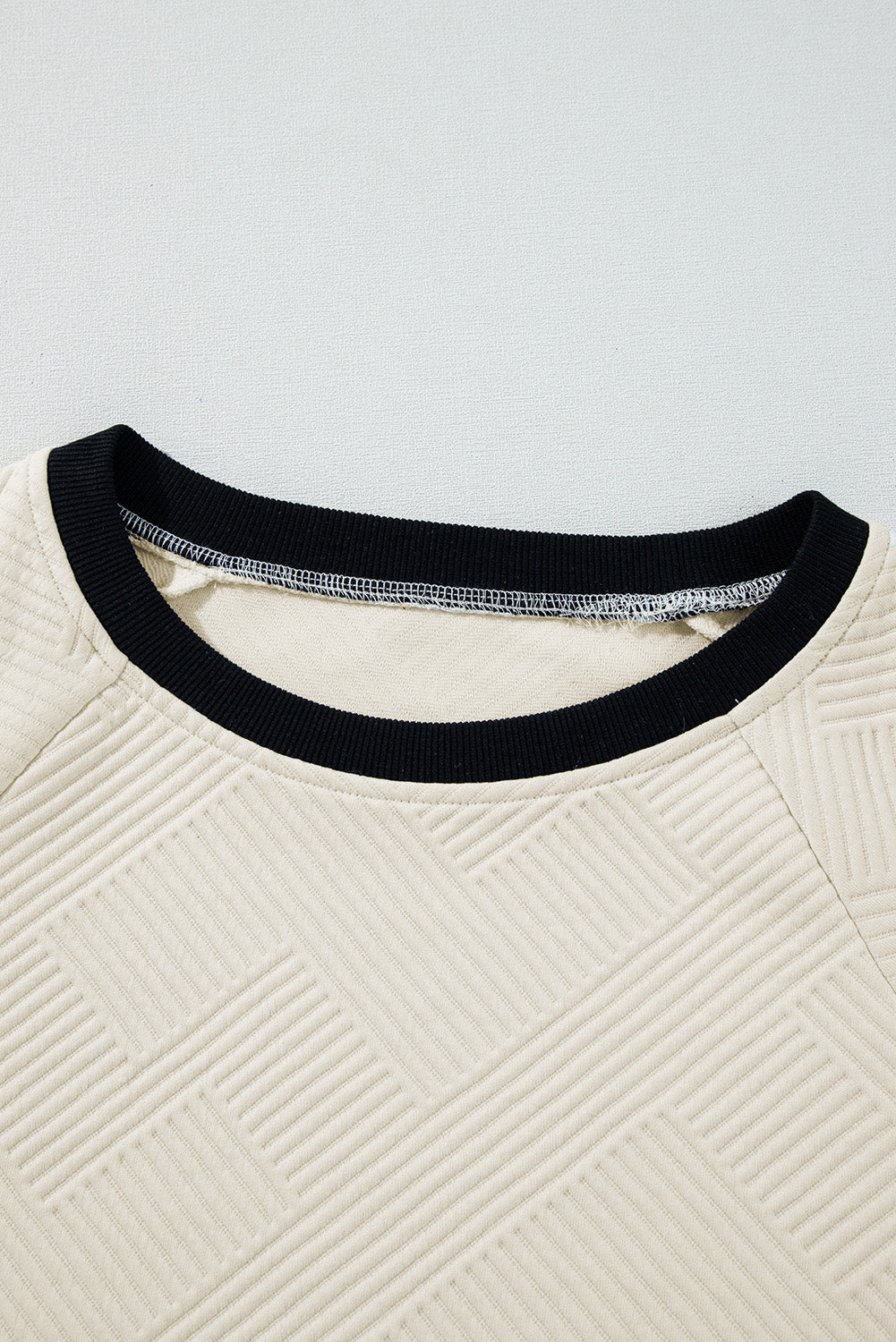 Jet Stream Color Block Edge Raglan Sleeve Crew Neck Textured Top-Chaelisa's New Jammies