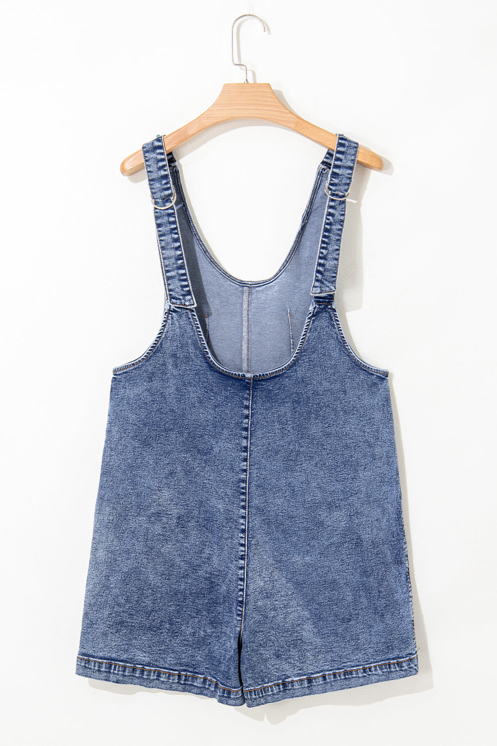 Dusk Blue Sleeveless U Neck Patched Pocket Denim Romper-Chaelisa's New Jammies