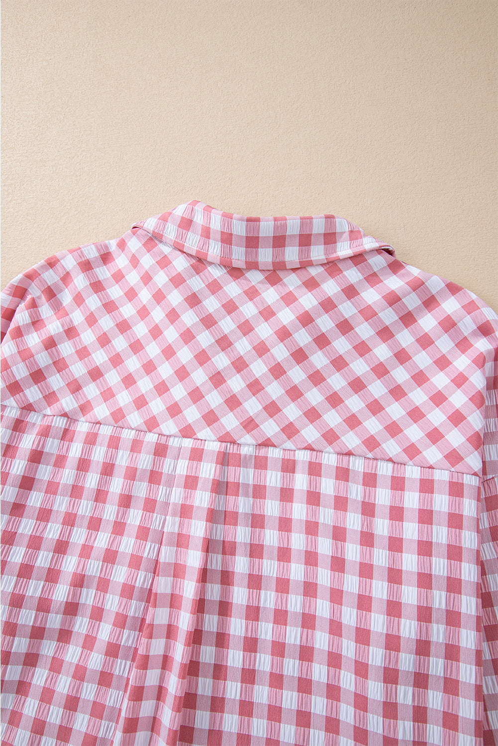 Pink Gingham Print Chest Pockets Buttoned Collared Shirt-Chaelisa's New Jammies