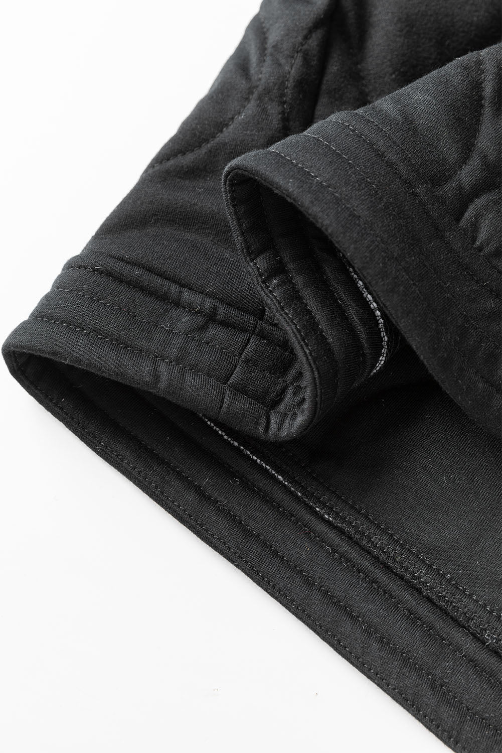 Black Solid Color Quilted Snap Button Jacket-Chaelisa's New Jammies