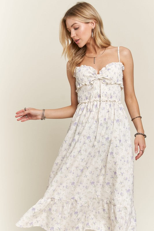 ADORA Smocked Floral Sweetheart Neck Cami Dress-Chaelisa's New Jammies