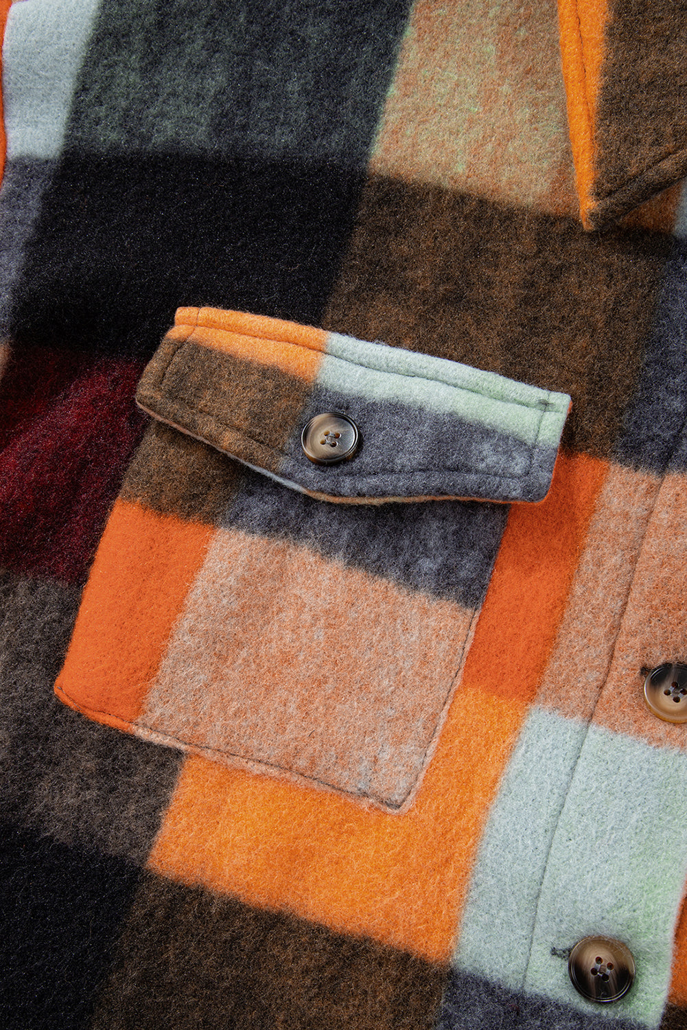 Orange Plaid Print Flap Pocket Long Jacket-Chaelisa's New Jammies