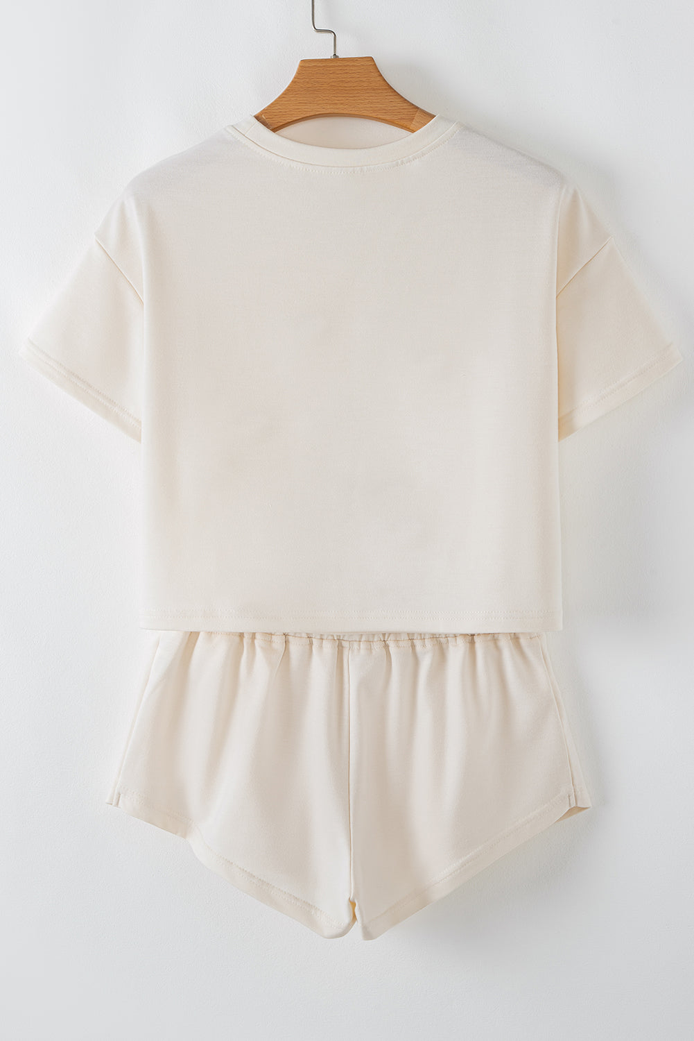 Beige 2pcs Cropped Tee and Ruffle High Waist Skort Set-Chaelisa's New Jammies