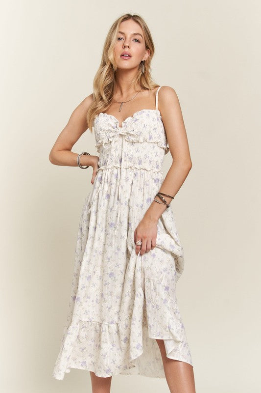ADORA Smocked Floral Sweetheart Neck Cami Dress-Chaelisa's New Jammies