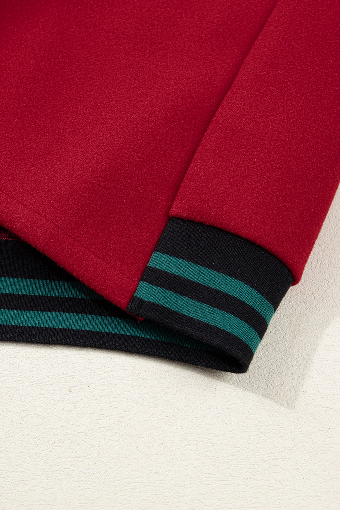 Racing Red Contrast Cuffed Drop Shoulder Zip up Tunic Hoodie