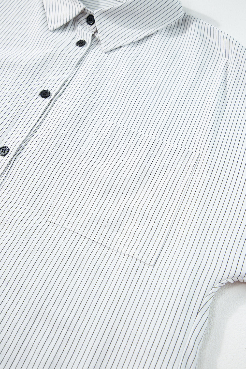 Black Stripe Roll-tab Sleeve Pocketed Long Shirt-Chaelisa's New Jammies