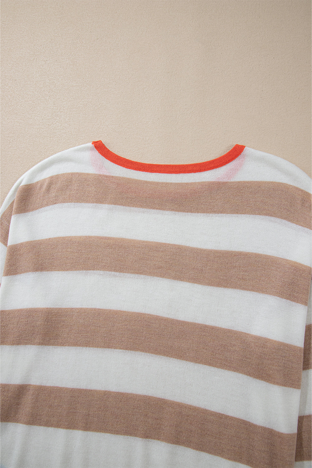 Apricot Colorblock Striped Round Neck Drop Shoulder Sweater-Chaelisa's New Jammies