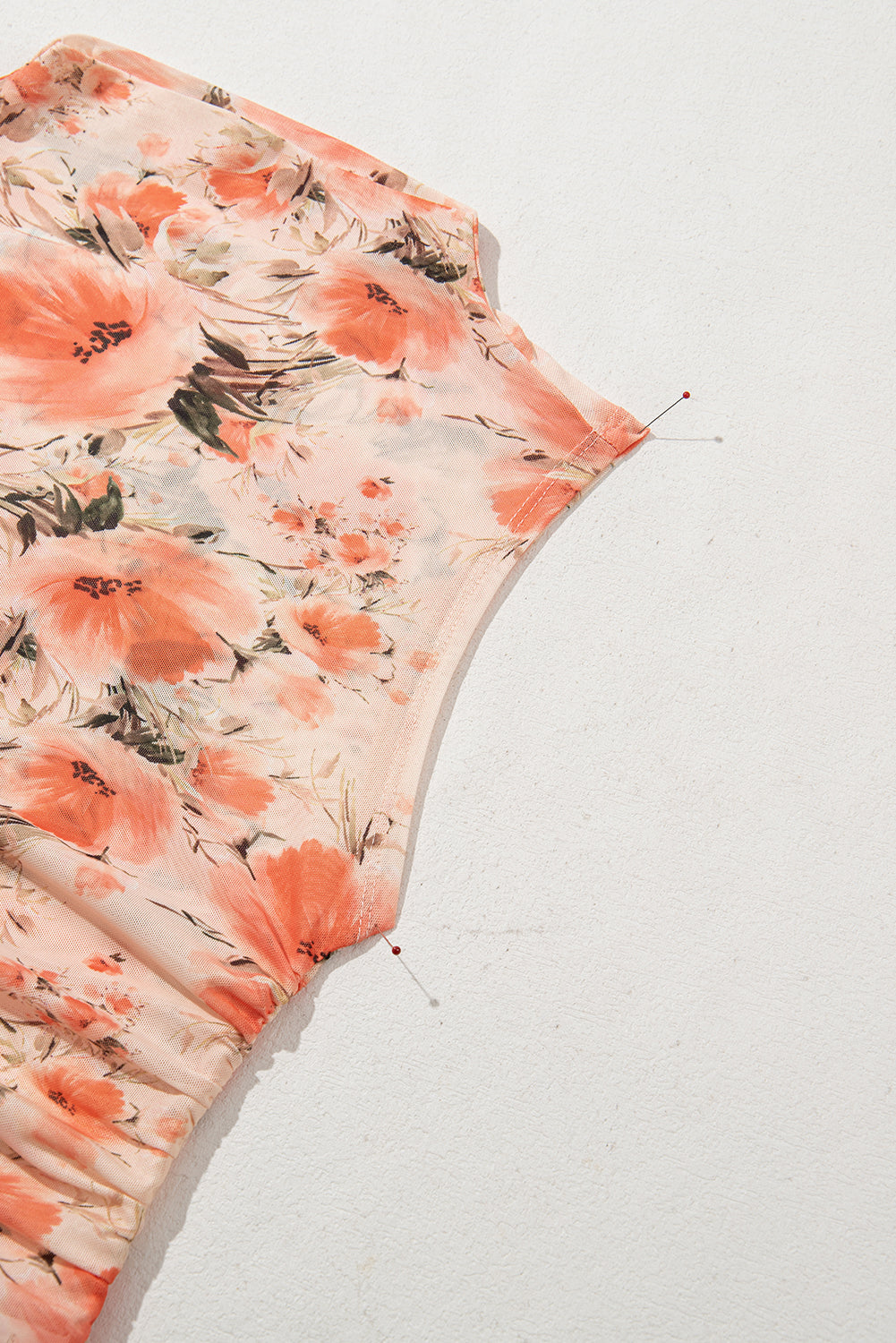Red Mesh Floral Printed Slim Fit Tank Top-Chaelisa's New Jammies