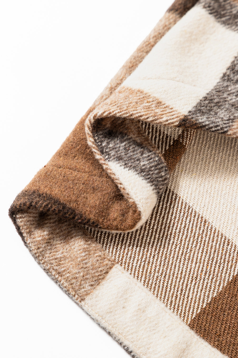 Light French Beige Flannel Plaid Double Flap Pocket Shacket-Chaelisa's New Jammies