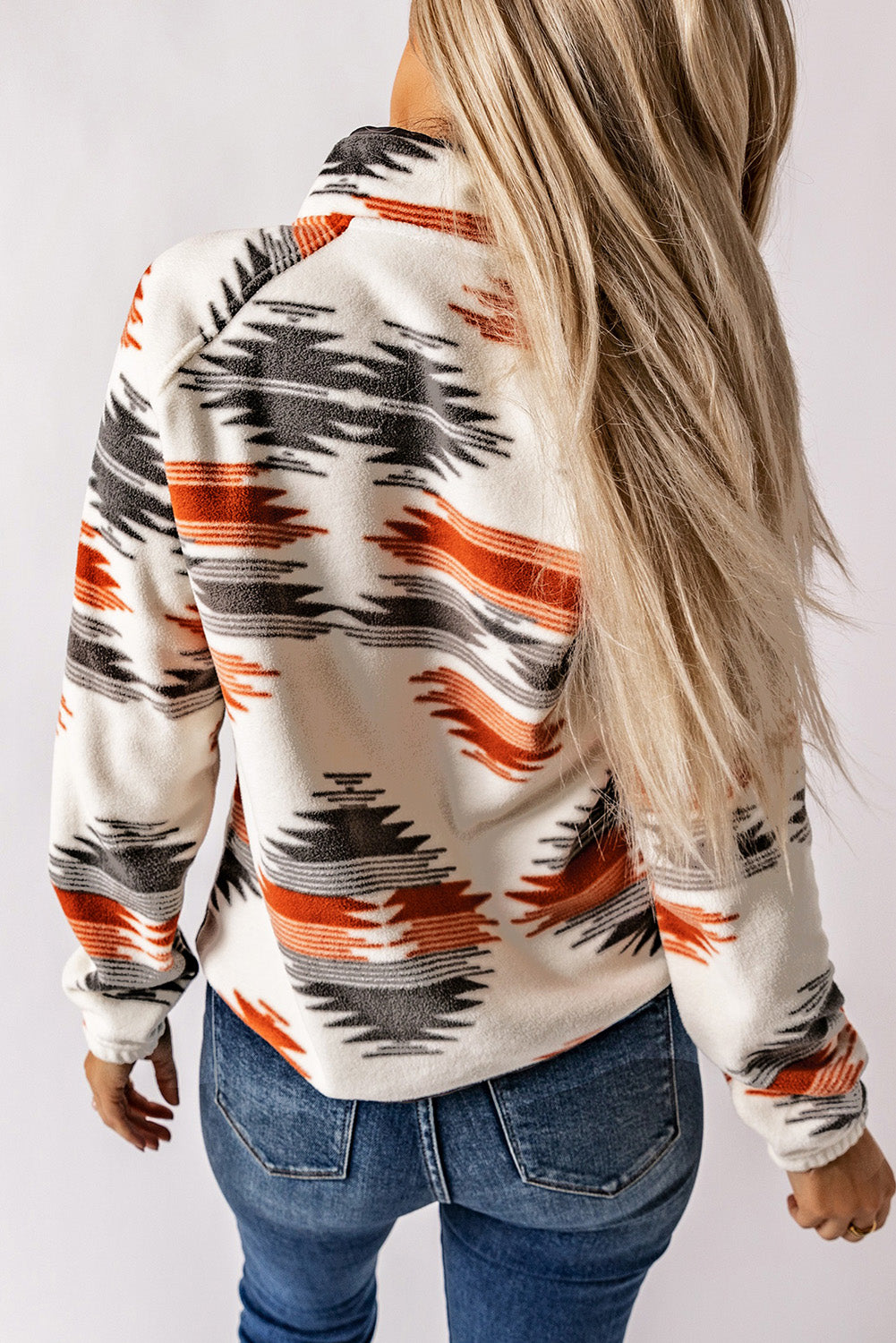 Gray Western Aztec Snap Buttoned Fleece Jacket-Chaelisa's New Jammies
