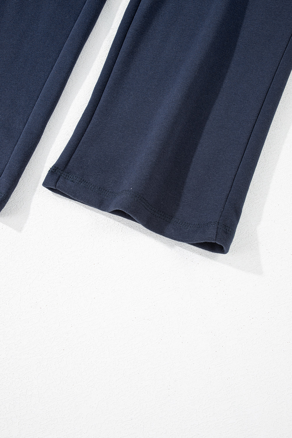 Navy Blue Solid Color Fleece Lined Drawstring Waist Casual Pants-Chaelisa's New Jammies