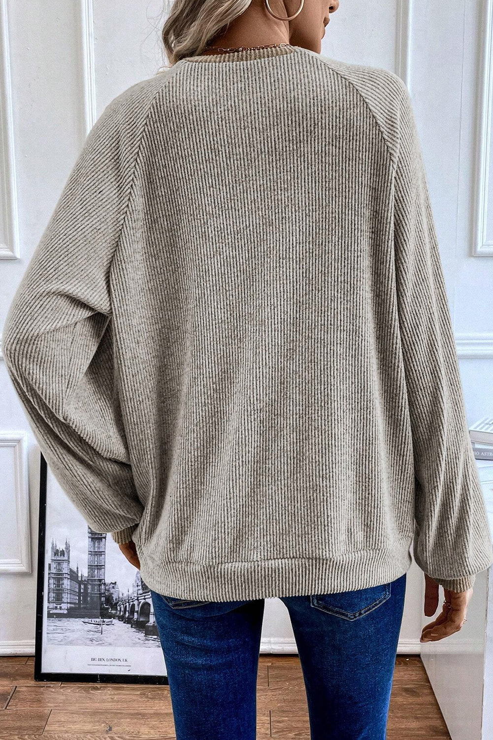 Jet Stream Color Contrast Ribbed Loose Fit Long Sleeve Top-Chaelisa's New Jammies