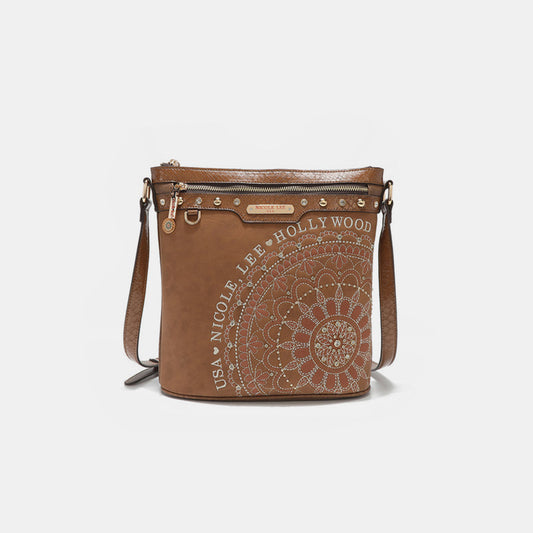 Nicole Lee USA Metallic Stitching Embroidery Inlaid Rhinestone Crossbody Bag-Chaelisa's New Jammies
