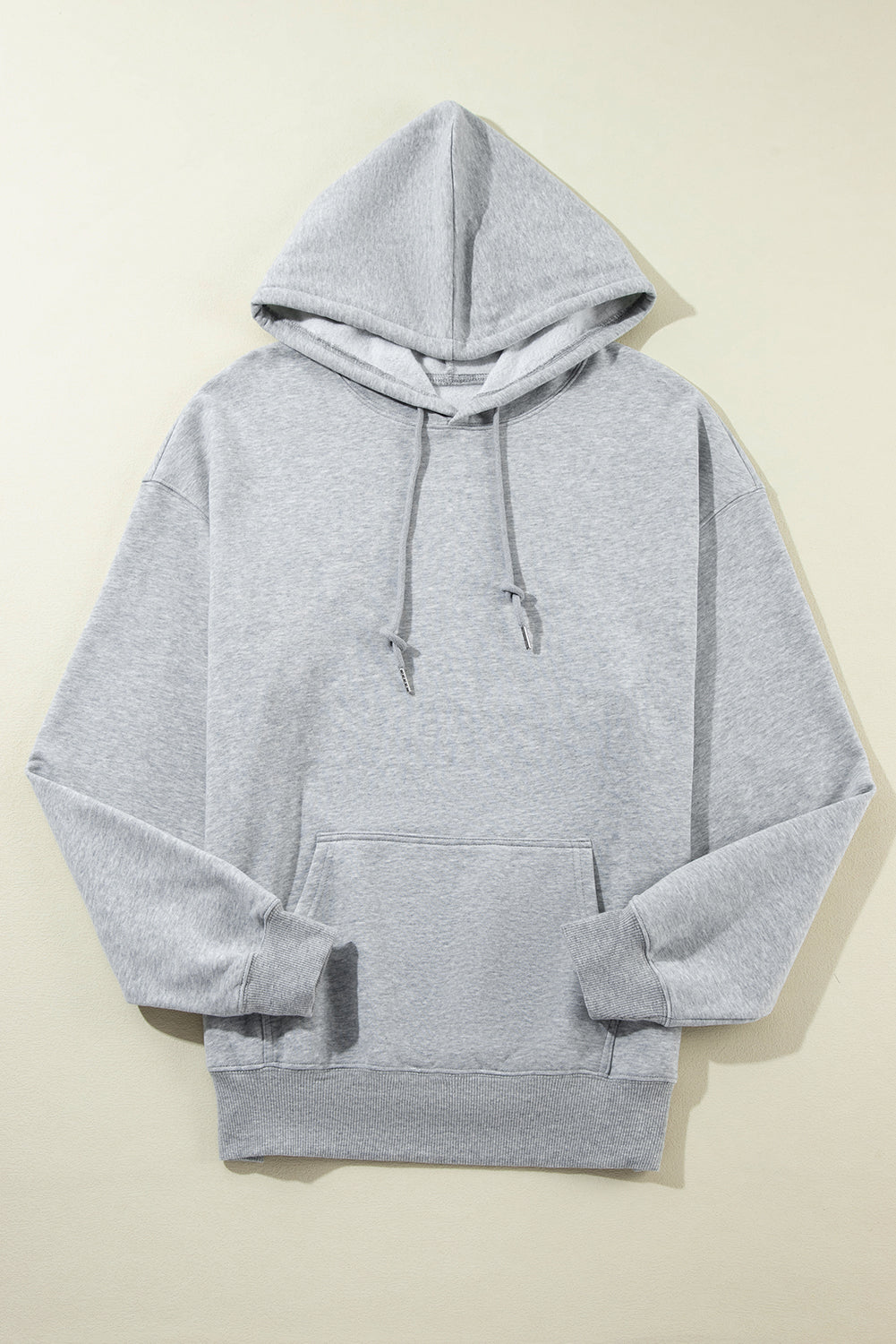 Light Grey Fleece Lined Kangaroo Pocket Drawstring Chunky Hoodie-Chaelisa's New Jammies