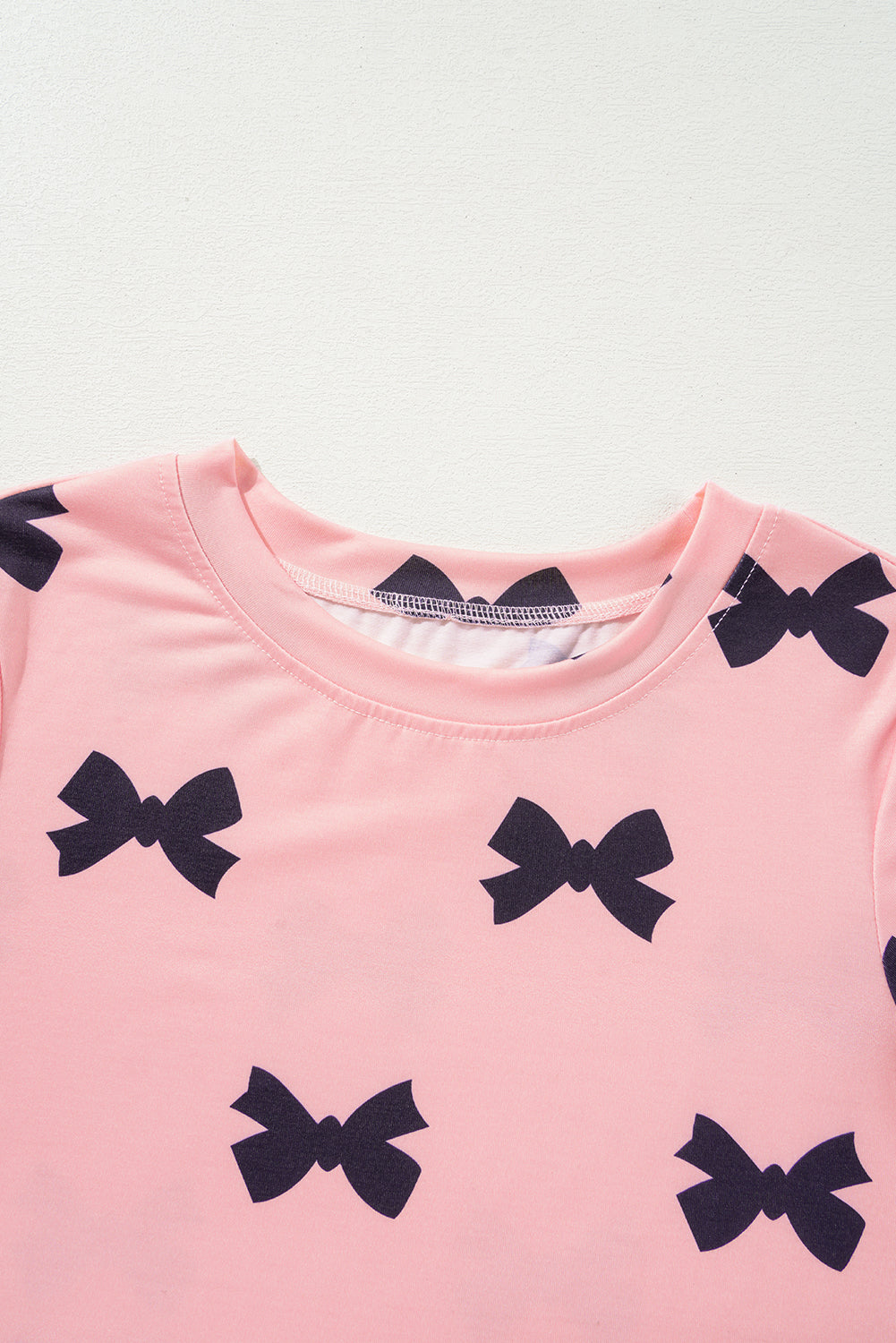 Pink Bow Printed Short 2pcs Lounge Set-Chaelisa's New Jammies