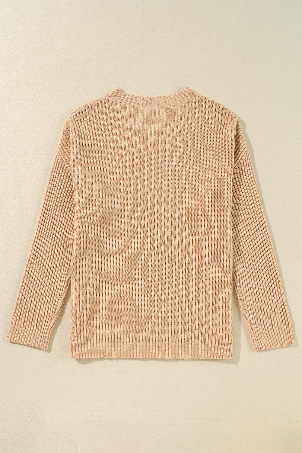Apricot Cable Knit Drop Shoulder Side Slits Loose Sweater-Chaelisa's New Jammies