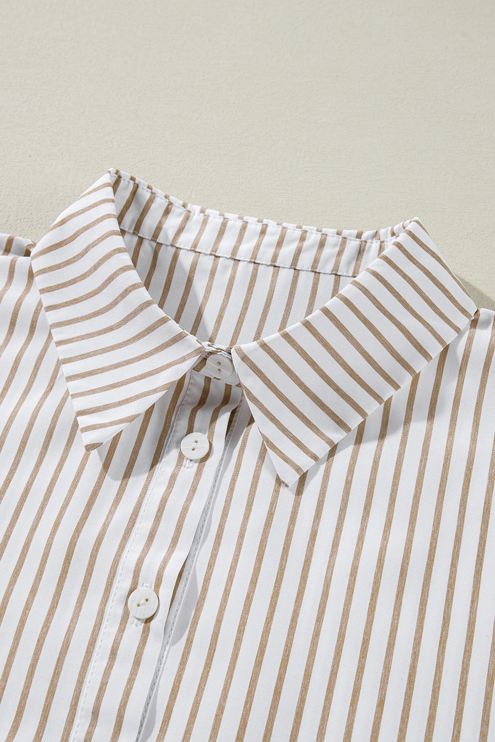 Khaki Stripe Long Sleeve Button Up Mini Shirt Dress-Chaelisa's New Jammies