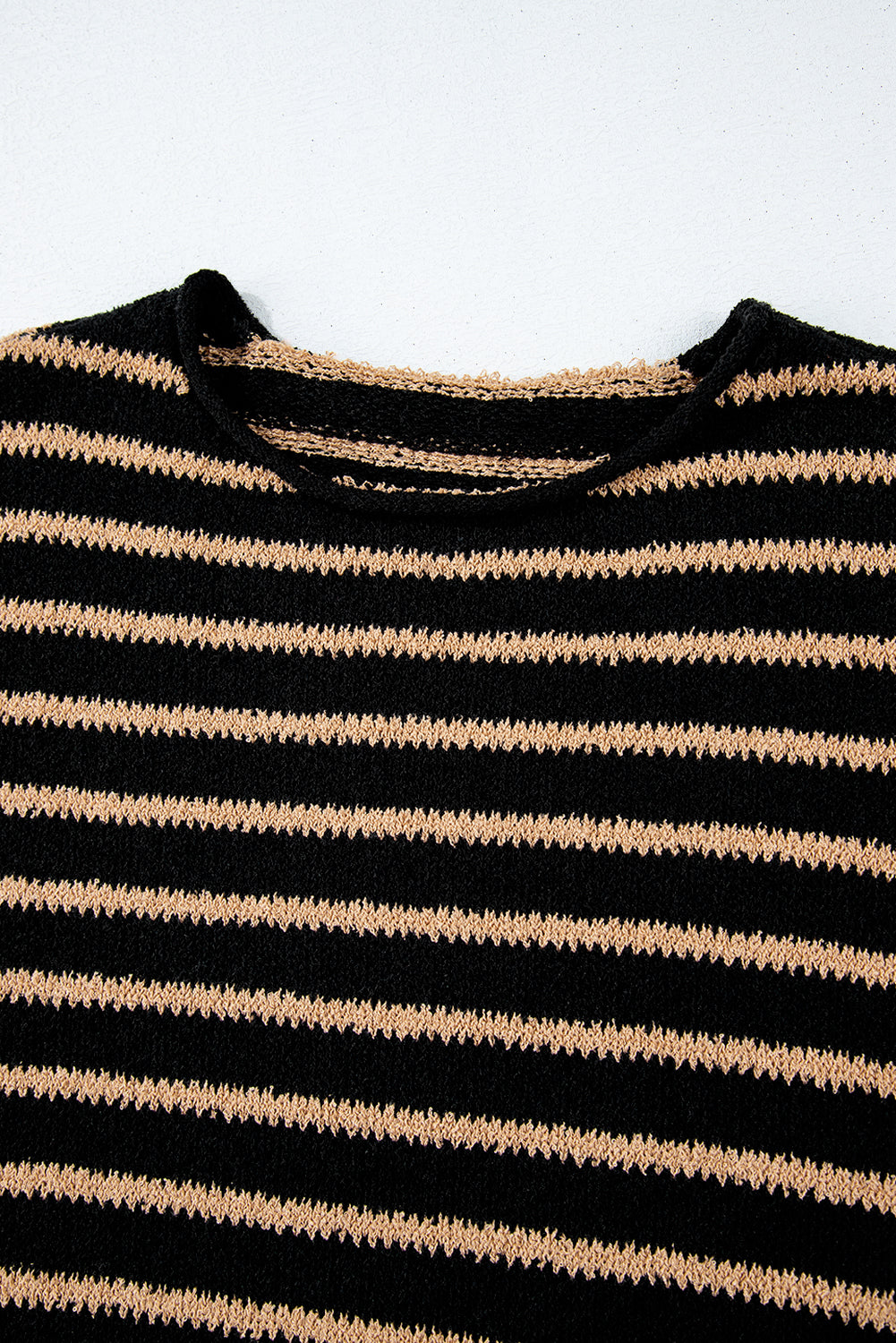 Black Stripe Drop Shoulder Round Neck Loose Sweater-Chaelisa's New Jammies