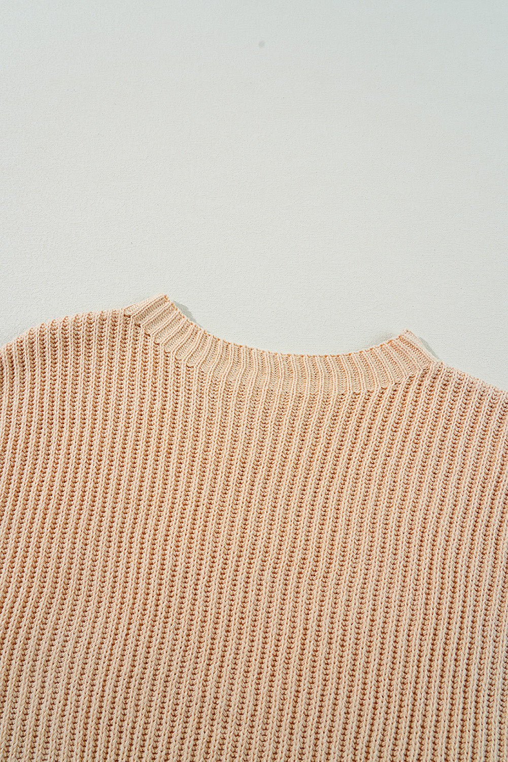 Apricot Cable Knit Drop Shoulder Side Slits Loose Sweater-Chaelisa's New Jammies