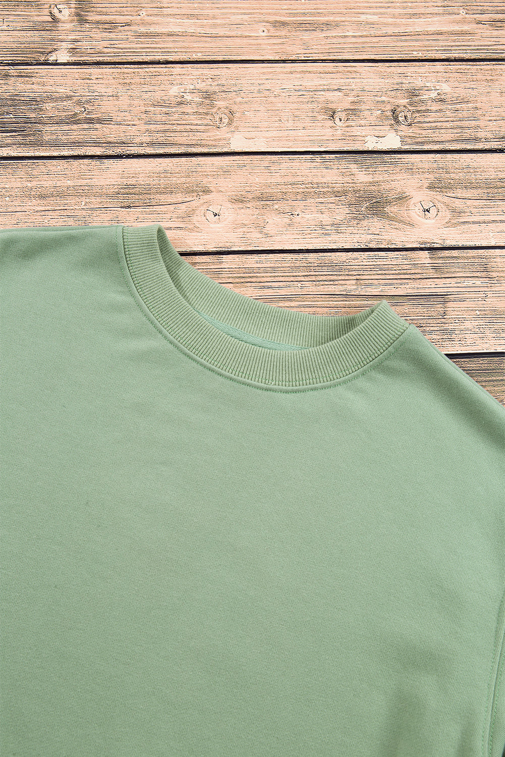 Smoke Green Plain Drop Shoulder Crewneck Pullover Sweatshirt-Chaelisa's New Jammies
