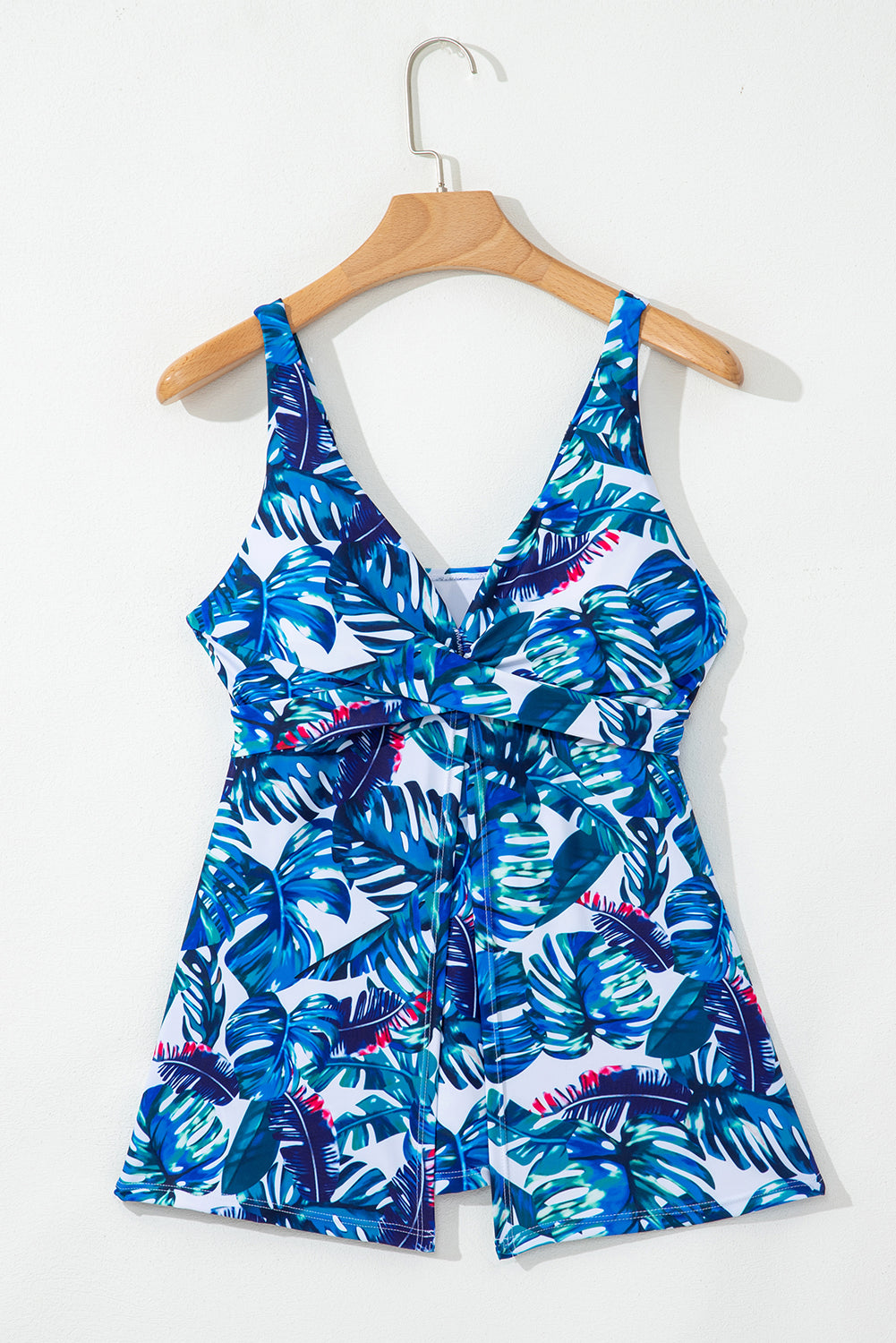 Green Floral Print Padded V Neck Tankini Top-Chaelisa's New Jammies