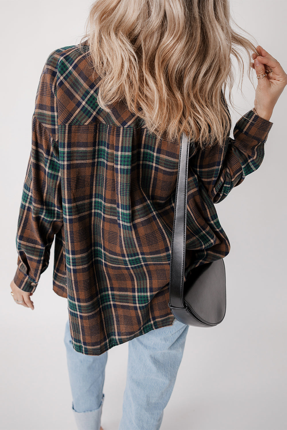Brown Plaid Print Chest Pockets Buttoned Shirt Jacket-Chaelisa's New Jammies