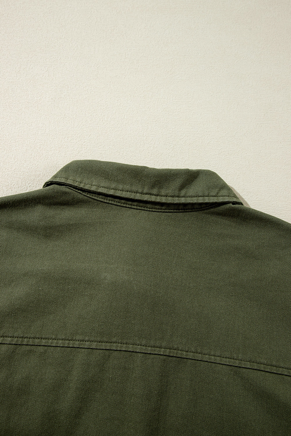 Moss Green Snap Button Zipper Tight Waist Collared Jacket-Chaelisa's New Jammies