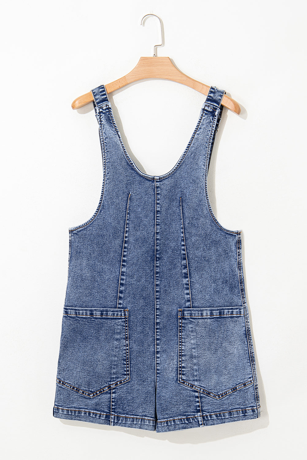 Dusk Blue Sleeveless U Neck Patched Pocket Denim Romper-Chaelisa's New Jammies