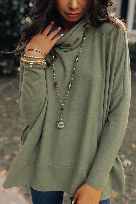 Jungle Green Cowl Neck Shift Tunic Top-Chaelisa's New Jammies