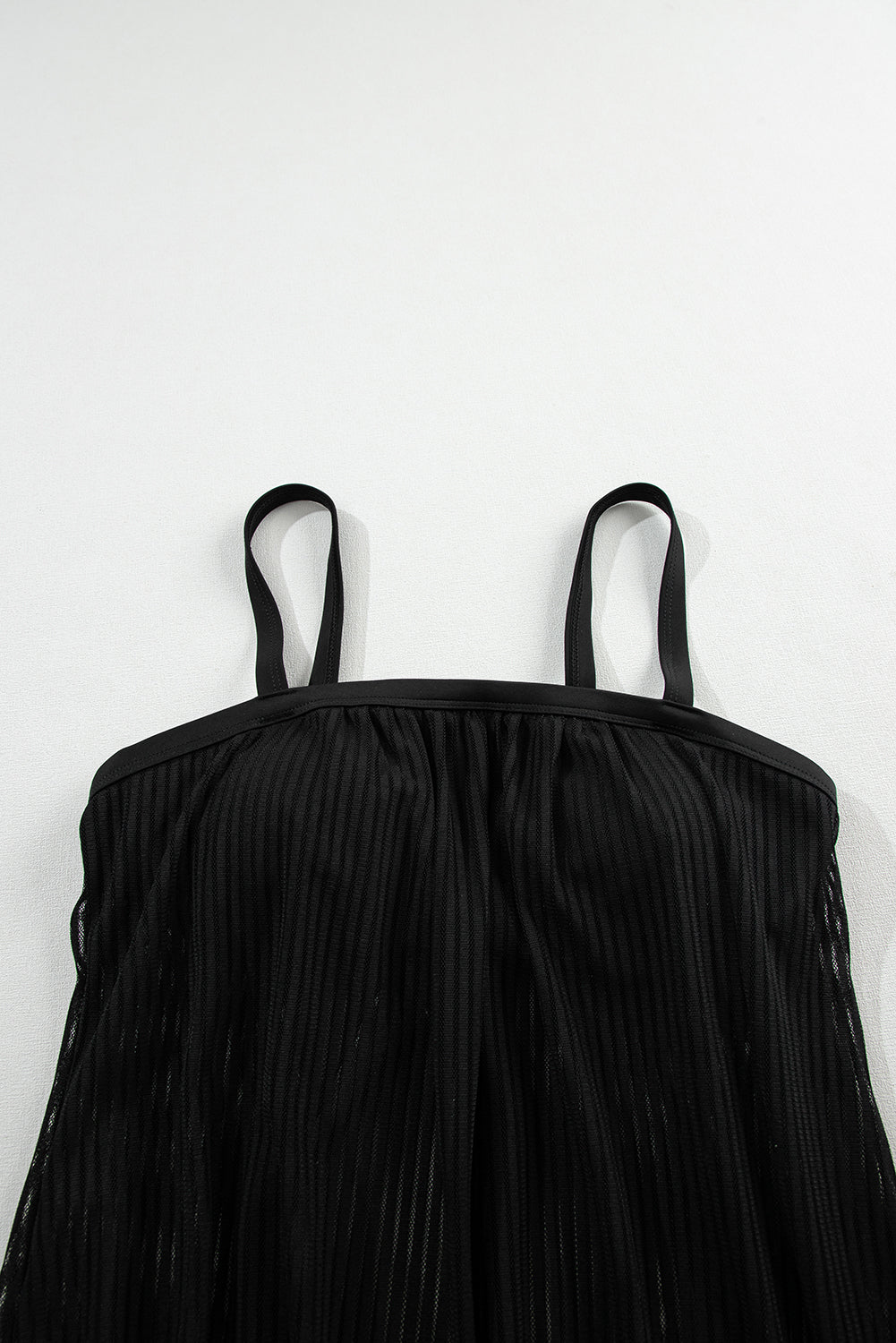 Black Striped Mesh Knotted Hem Tankini Swimsuit-Chaelisa's New Jammies