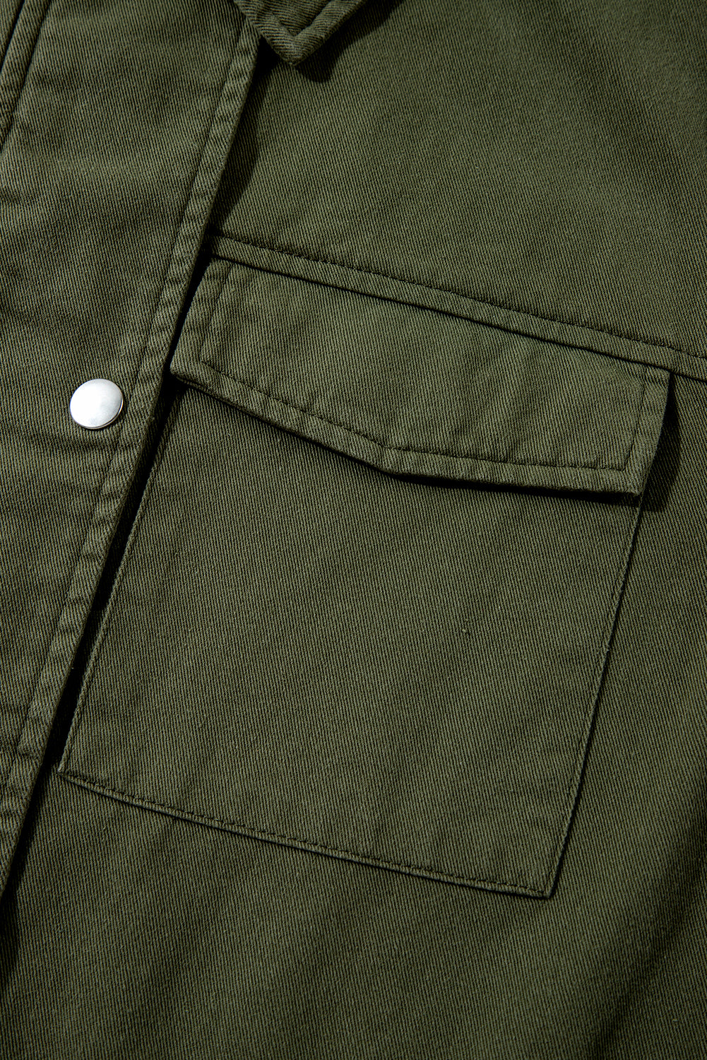 Moss Green Snap Button Zipper Tight Waist Collared Jacket-Chaelisa's New Jammies