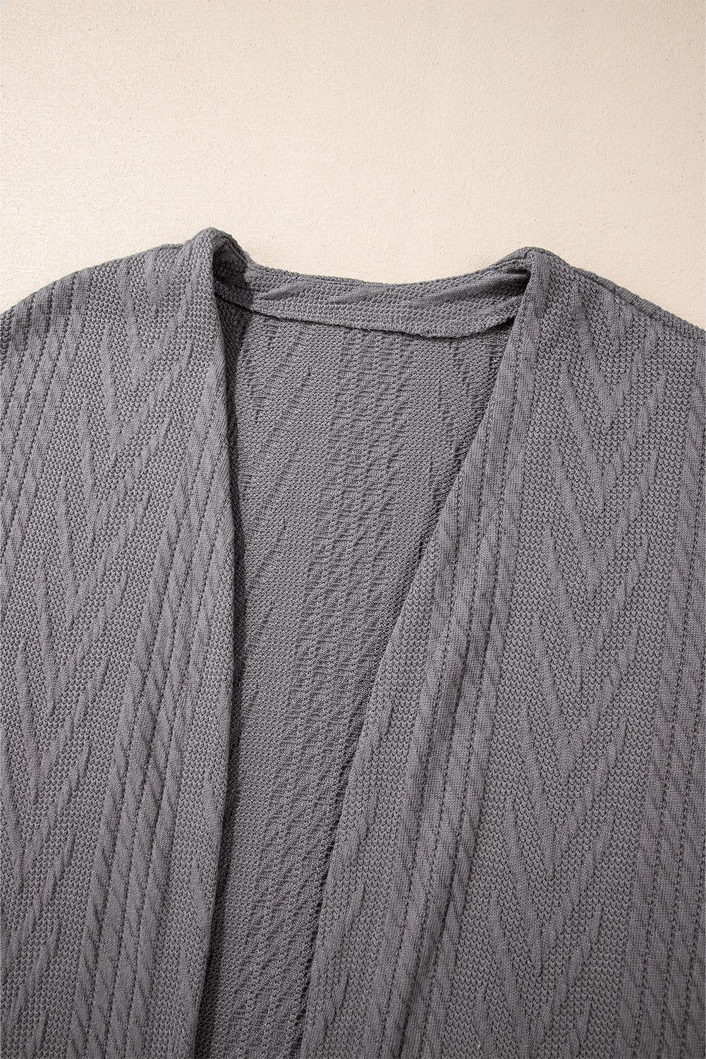 Medium Grey  Solid Textured Open Front Cardigan with Pocket-Chaelisa's New Jammies