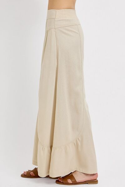 RISEN Shirring Detail Wide Leg Pants-Chaelisa's New Jammies