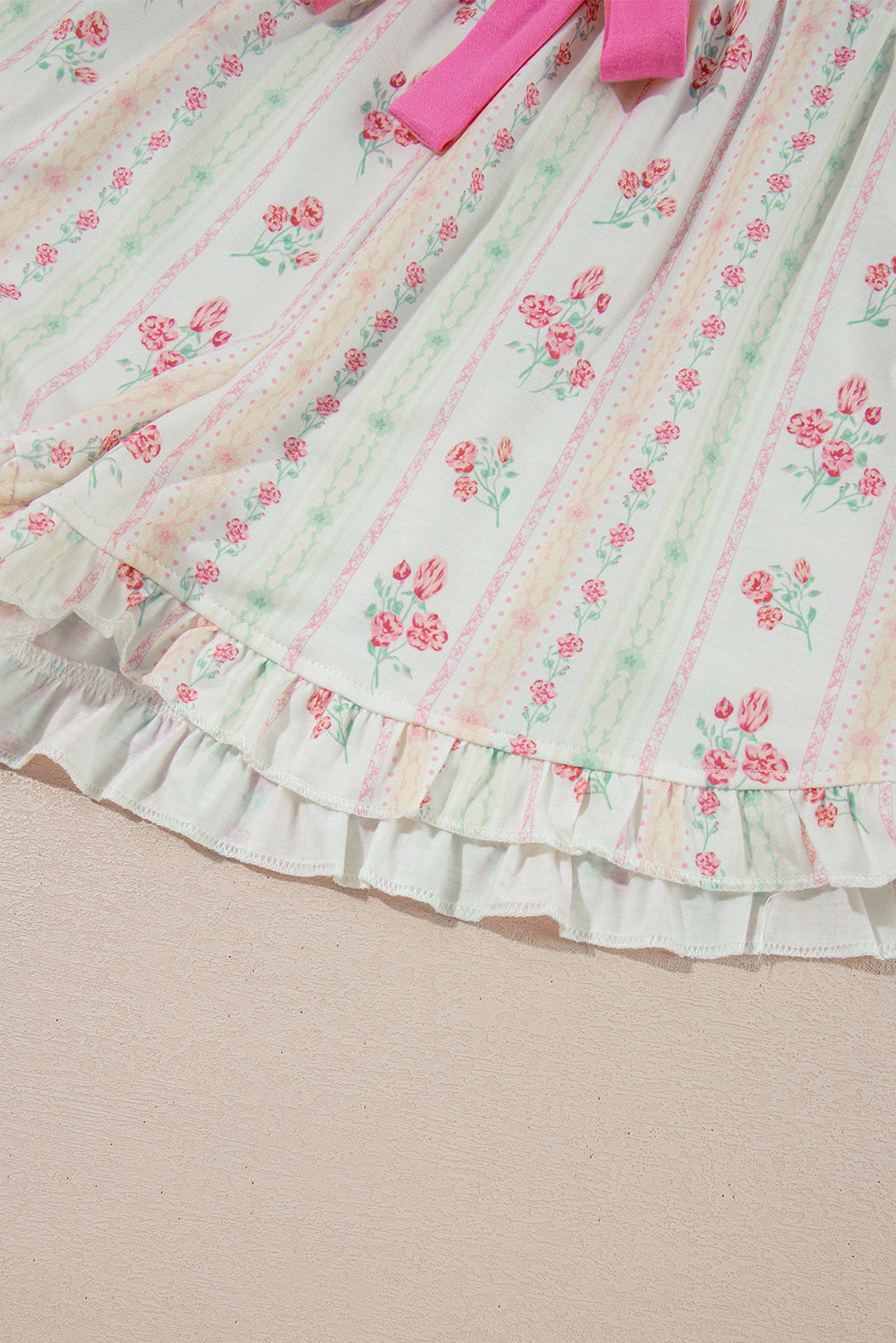 Beige Floral Print Contrast Pipping Short Pajamas Set-Chaelisa's New Jammies