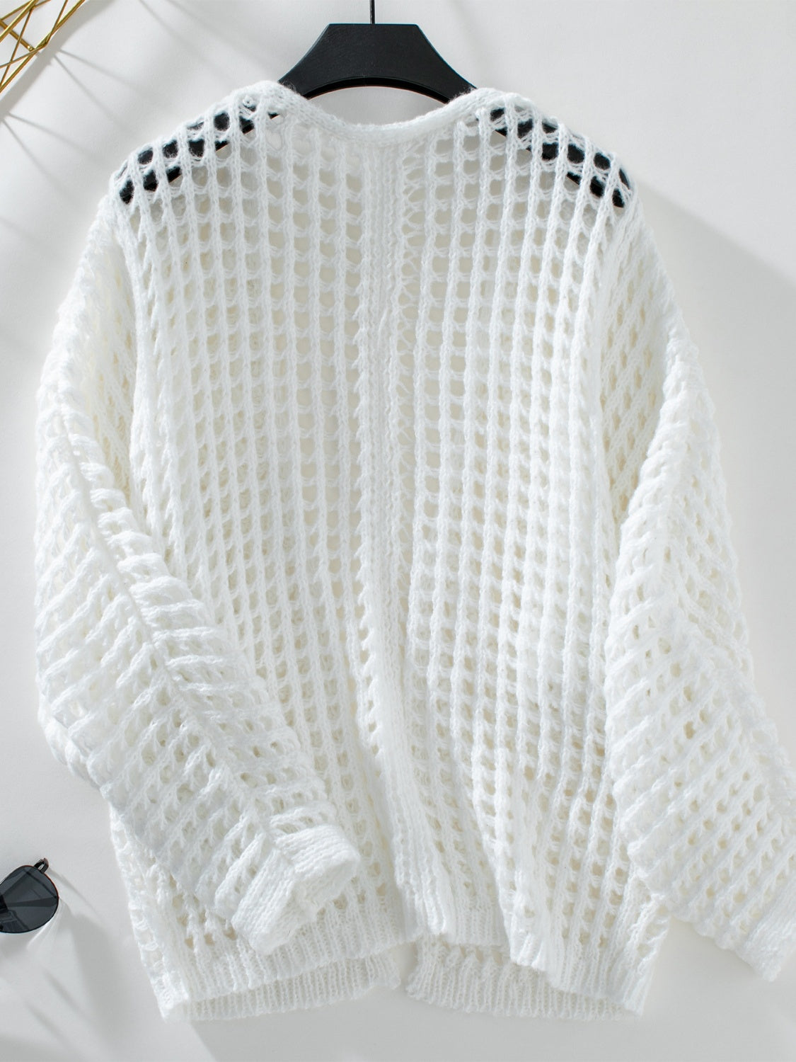Openwork Open Front Long Sleeve Cardigan-Chaelisa's New Jammies