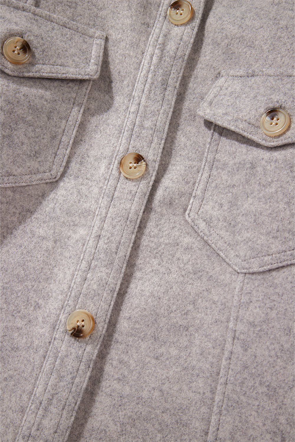 Light Grey Turn Down Collar Flap Pockets Buttoned Shacket-Chaelisa's New Jammies