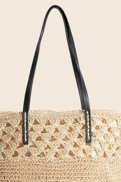 Fame Faux Leather Handle Knitted Tote Bag-Chaelisa's New Jammies