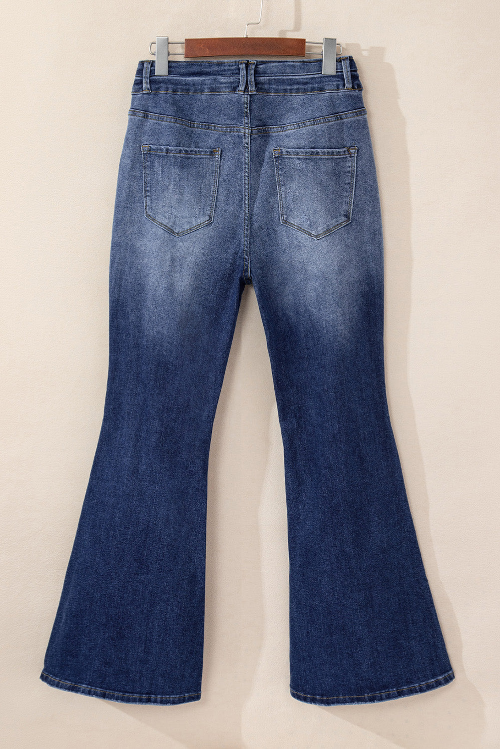 Sky Blue Button Fly Ripped High Waist Flare Jeans-Chaelisa's New Jammies