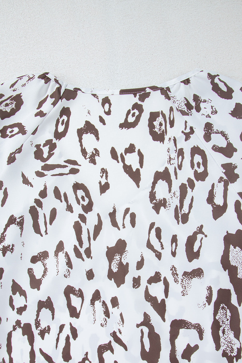 Khaki Leopard Print Ruched V Neck 3/4 Sleeve Blouse-Chaelisa's New Jammies