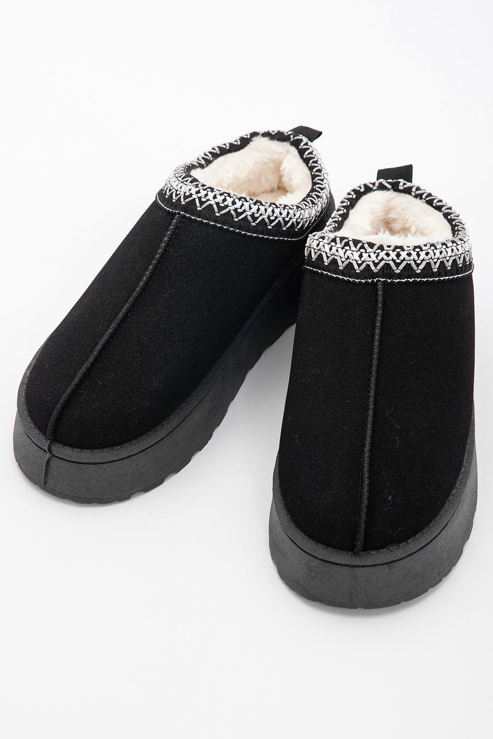 Black Contrast Print Suede Plush Lined Snow Boots-Chaelisa's New Jammies
