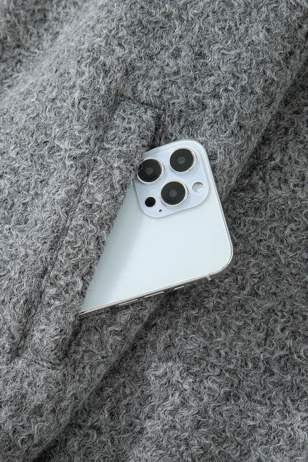 Medium Grey Fuzzy Zip Up Pocketed Sleeve Jacket-Chaelisa's New Jammies