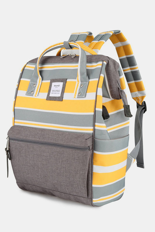 Himawari Striped Waterproof Nylon Backpack Bag with Side Pockets-Chaelisa's New Jammies