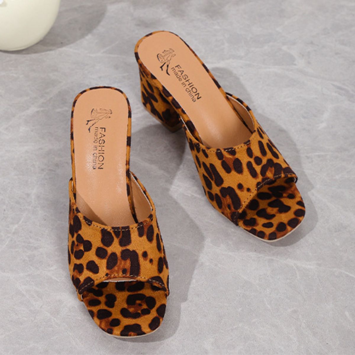 Leopard Block Heel Suede Sandals-Chaelisa's New Jammies