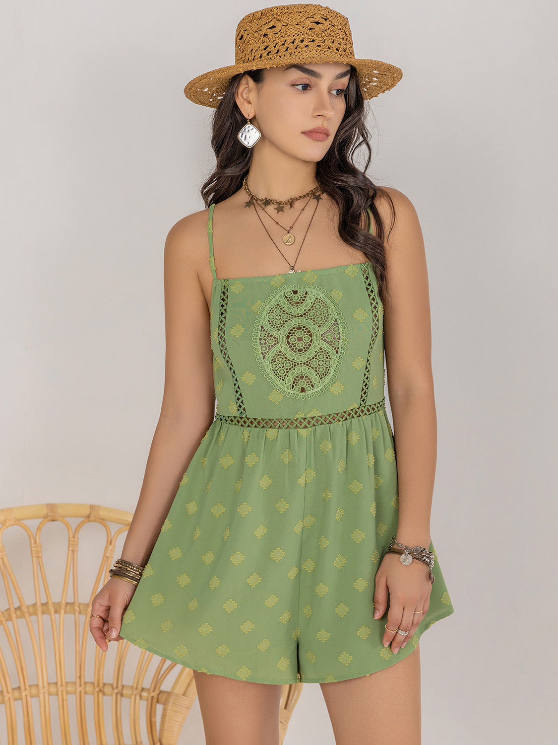Square Neck Spaghetti Strap Romper-Chaelisa's New Jammies
