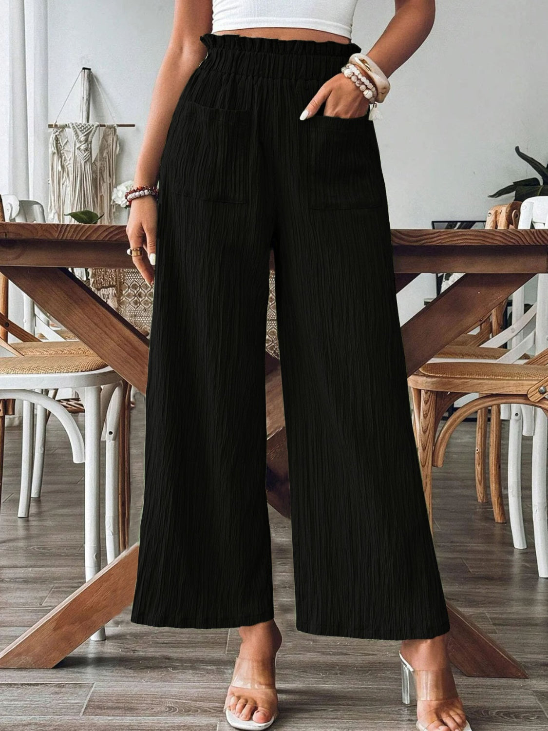 Frill Wide Leg Pants-Chaelisa's New Jammies