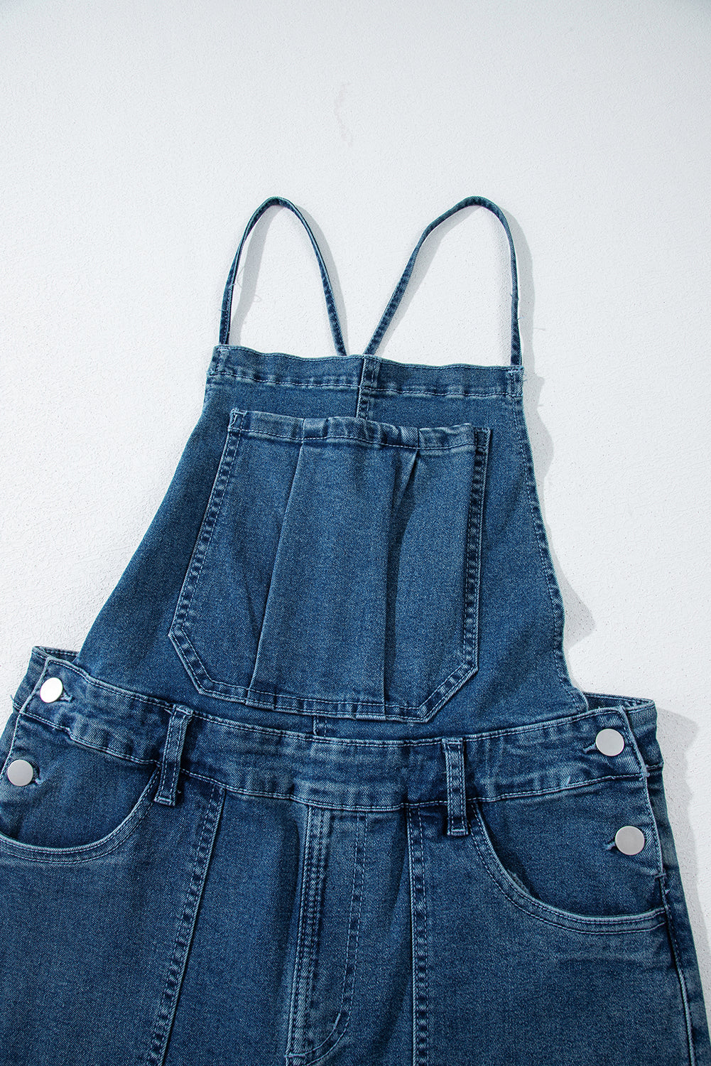 Dusk Blue Adjustable Tie Straps Cropped Wide Leg Denim Overalls-Chaelisa's New Jammies