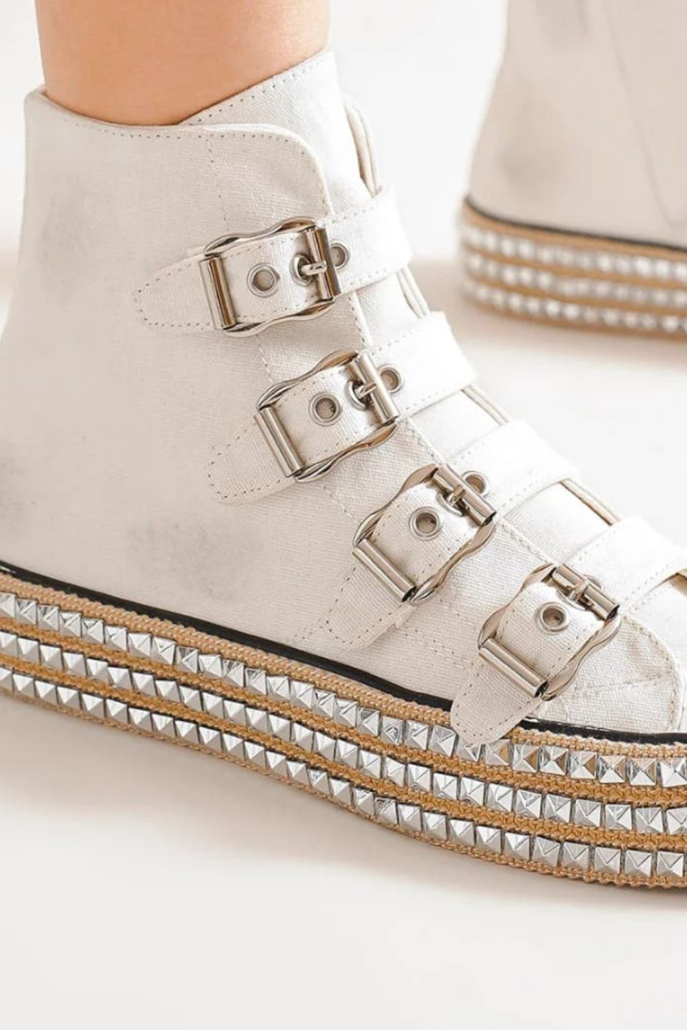 Beast Fashion Multi-Buckle Straps Studded Platform Sneakers-Chaelisa's New Jammies