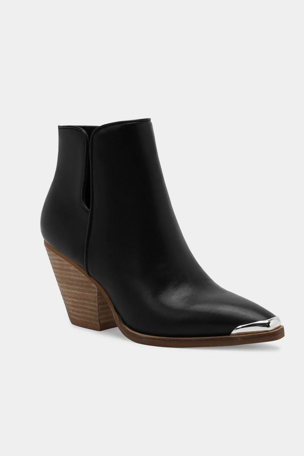 Beast Fashion Pointed Metal-Tip Toe Block Heel Ankle Boots-Chaelisa's New Jammies