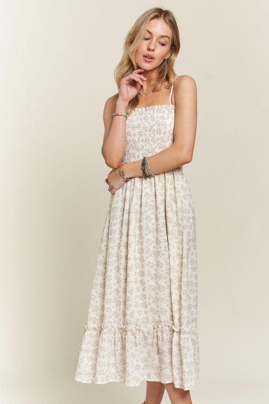 ADORA Smocked Floral Ruffled Hem Cami Dress-Chaelisa's New Jammies