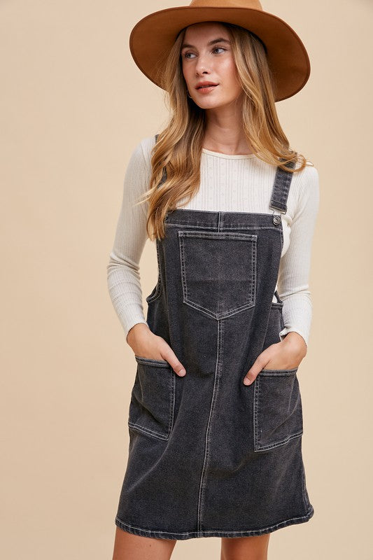 Annie Wear Wide Strap Denim Overall Dress with Pockets-Chaelisa's New Jammies